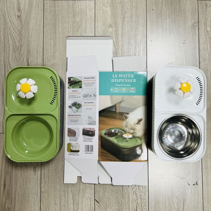 2-in-1 automatic cat fountain pet feeder with food bowl, USB electric cat tableware, pet supplies, intelligent feeding device