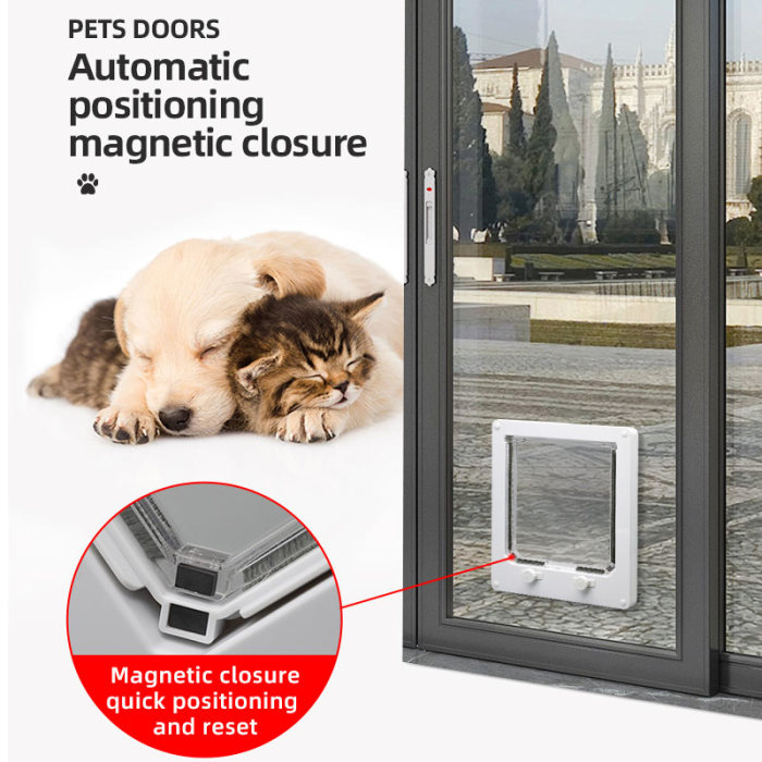 Pet enclosure door, allowing free entry and exit, suitable for both cats and dogs