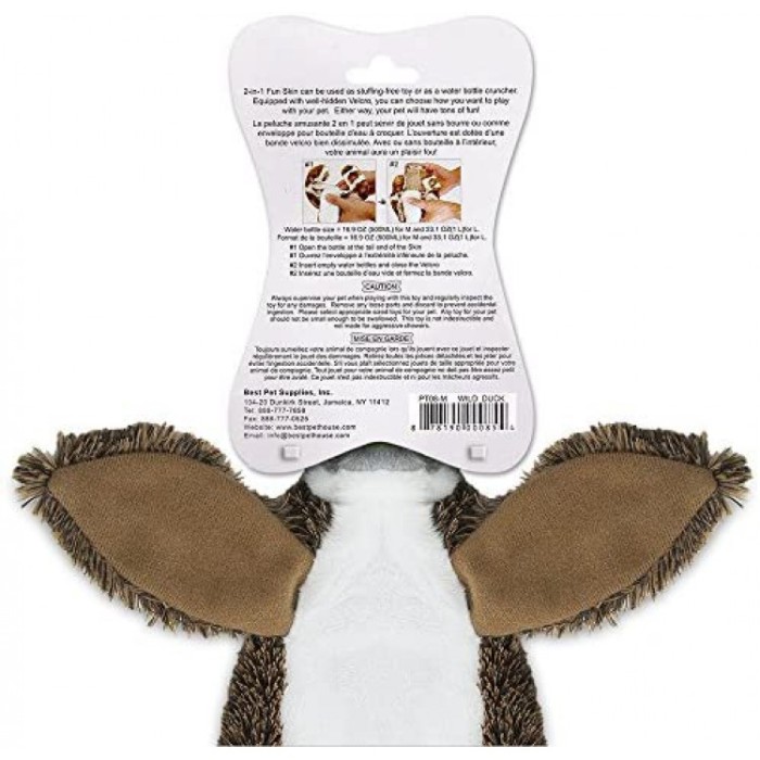 2-in-1 fun skin-free plush dog squeaky toys from the best pet supplies