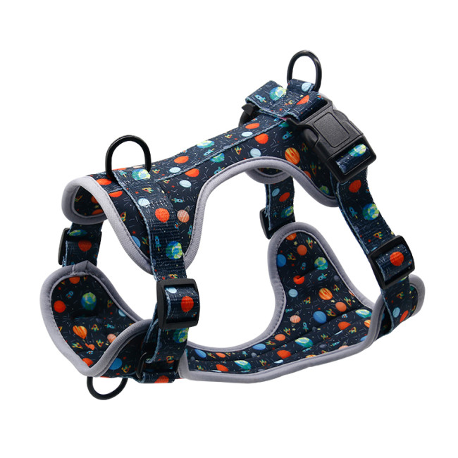 Muker luxury custom patterned pet strappy jacket, neoprene polyester adjustable comfort pet product