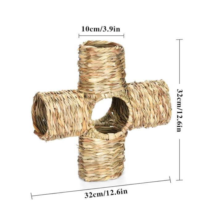 3-way hamster tunnel, handmade pet products, chewing toys, mouse toys, portable hamster cave weaving, hamster tunnel, small animal games