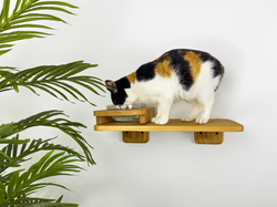 OEM ODM factory custom feeders, black furniture, cat wood floating feeders, wall-climbing gifts, pet high shelves, cat bowls, and pet supplies品