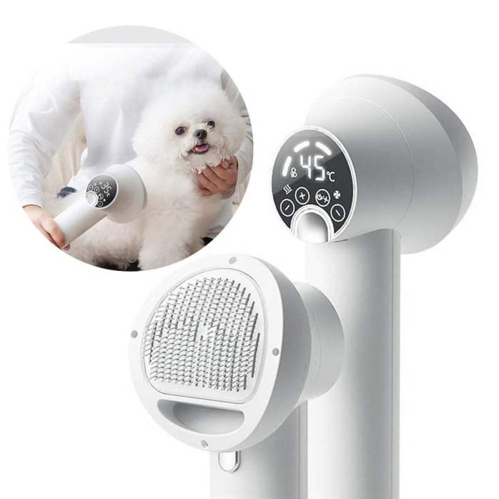 Hot-selling lightweight and portable light-emitting diode smart silent pet comb, handheld blowing comb, pet comb two-in-one cat and dog grooming products