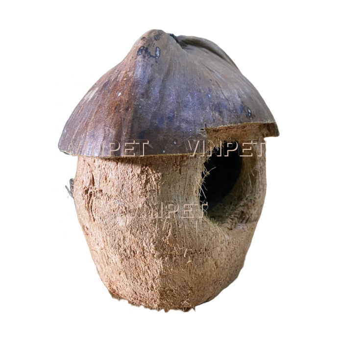 Coconut Hut Hideout Habitat 100% Natural Coconut Shell Made Coco Birds Nest for Bird/Hamster/Small Animal Pet Supplies