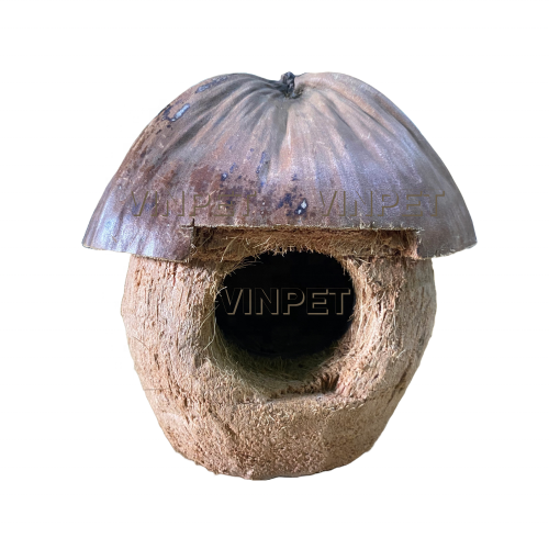Coconut Hut Hideout Habitat 100% Natural Coconut Shell Made Coco Birds Nest for Bird/Hamster/Small Animal Pet Supplies