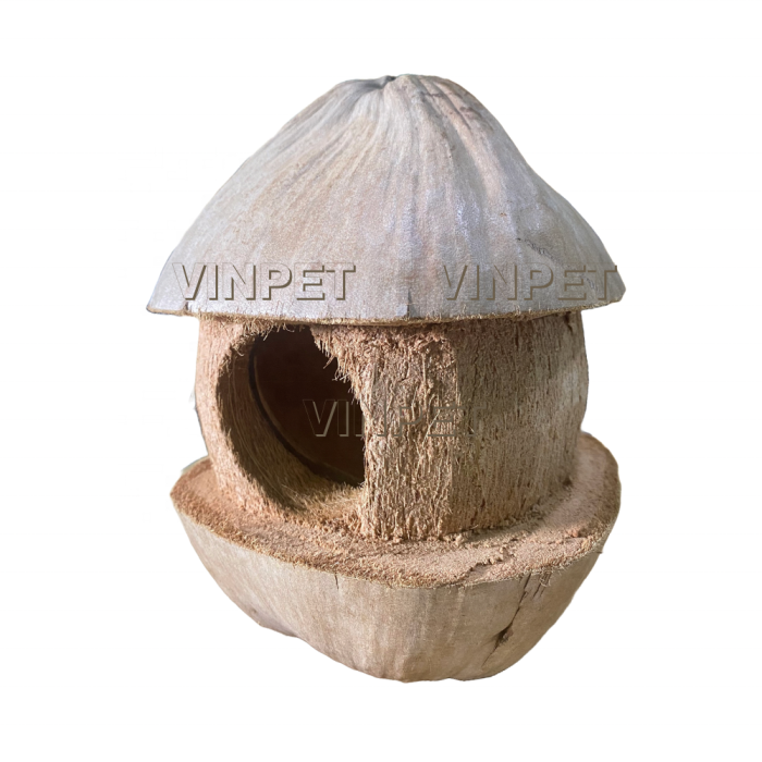 Coconut Hut Hideout Habitat 100% Natural Coconut Shell Made Coco Birds Nest for Bird/Hamster/Small Animal Pet Supplies