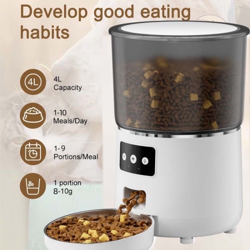 4L不锈钢智能宠物自动喂料器涂鸦APP语音视频功能猫狗双电源时间量化