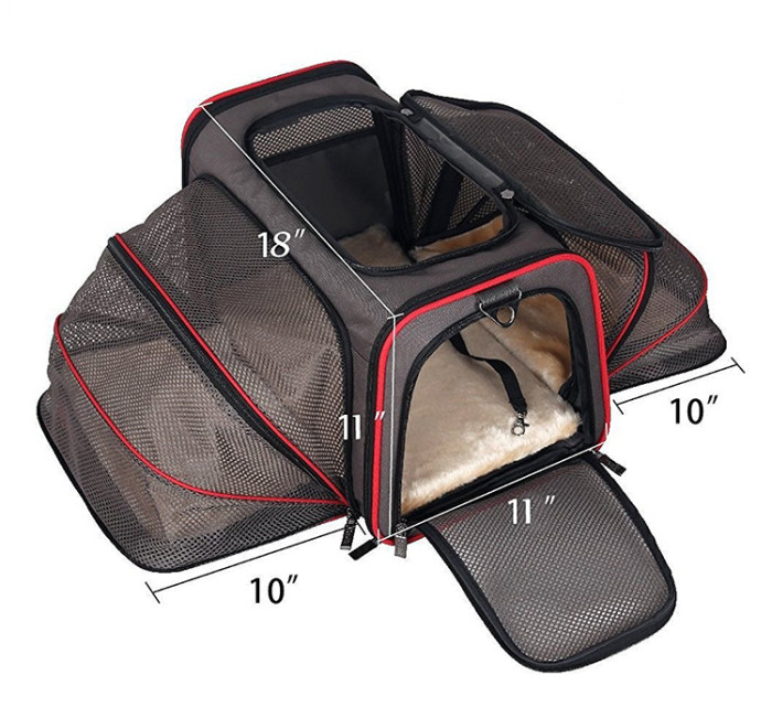 Mr. Peanut's folding large pet basket, soft dog crate with three durable tear-resistant mesh Windows, soft cushions and supply bags
