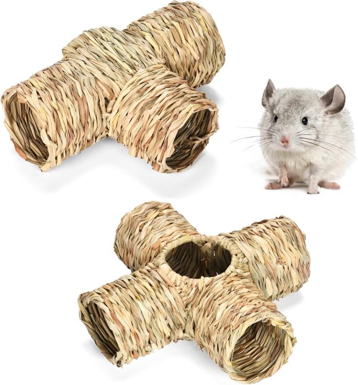 3-way hamster tunnel, handmade pet products, chewing toys, mouse toys, portable hamster cave weaving, hamster tunnel, small animal games