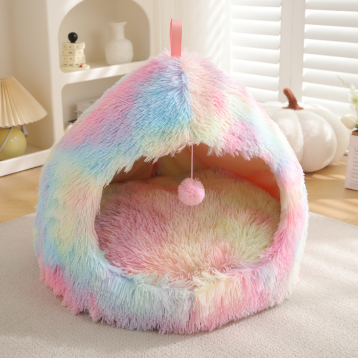 New winter solid pattern cat bed plush warm dog bed pad, eco-friendly fabric dog bed deep sleep pet product