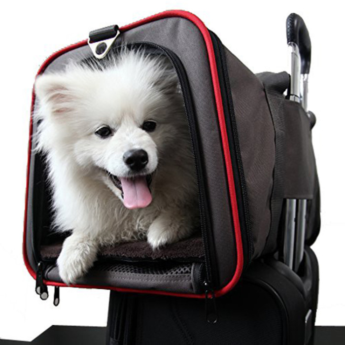 Mr. Peanut's folding large pet basket, soft dog crate with three durable tear-resistant mesh Windows, soft cushions and supply bags