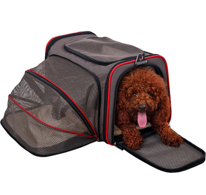 Mr. Peanut's folding large pet basket, soft dog crate with three durable tear-resistant mesh Windows, soft cushions and supply bags