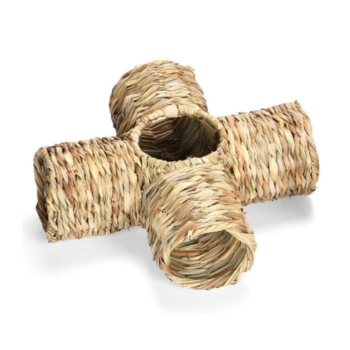 3-way hamster tunnel, handmade pet products, chewing toys, mouse toys, portable hamster cave weaving, hamster tunnel, small animal games