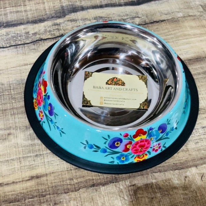 Stainless steel pet bowl, hand-painted pet bowl for dog feeding