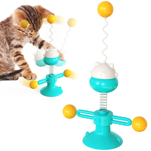 New best-selling online cat toys from pet supplies factory wholesale company, spring cat turntable balls and funny cat sticks