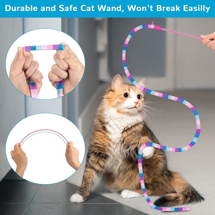 Cat toys, toy cat fuzzy balls with bells and cat springs, indoor cat and kitten interactive cat toys