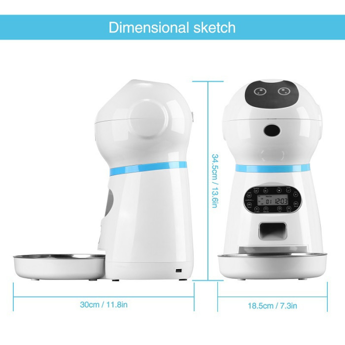 Portion control for 1-4 meals per day & 10s tape recorder timed cat feeder, an automatic cat feeder for cats and dogs