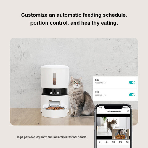 Hot-selling 5G WiFi application automatic cat feeder with camera, smart cat food dispenser with preservation timer, pet feeder OEM