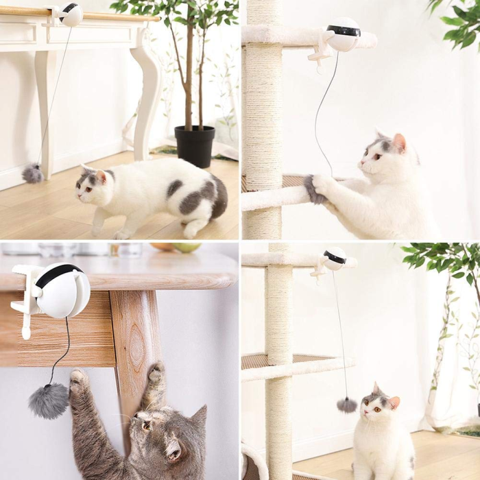 Upgraded automatic cat toy, new electric interactive pet toy with a ball, funny plastic silicone material, cat playing sports and dog