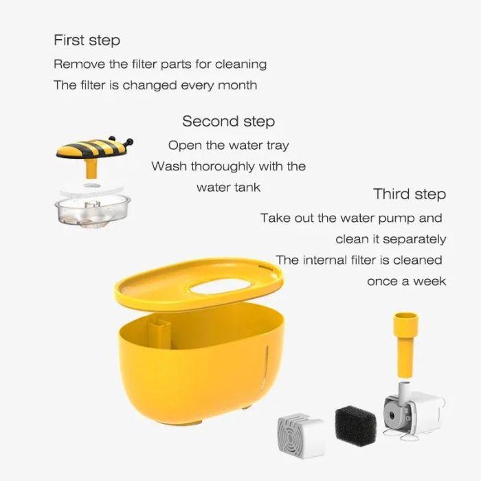 Cat fountain automatic filter USB electric silent bee drinking bowl Cat and dog 2L circulating filtration water dispenser Pet water dispenser