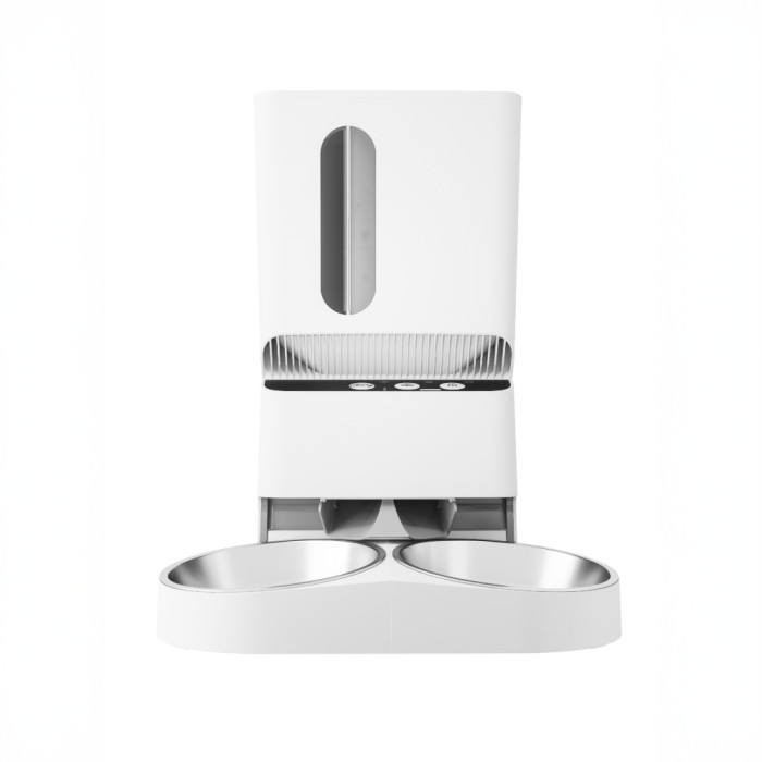 A 5L automatic feeding system for pet food dispensers with dual power supplies