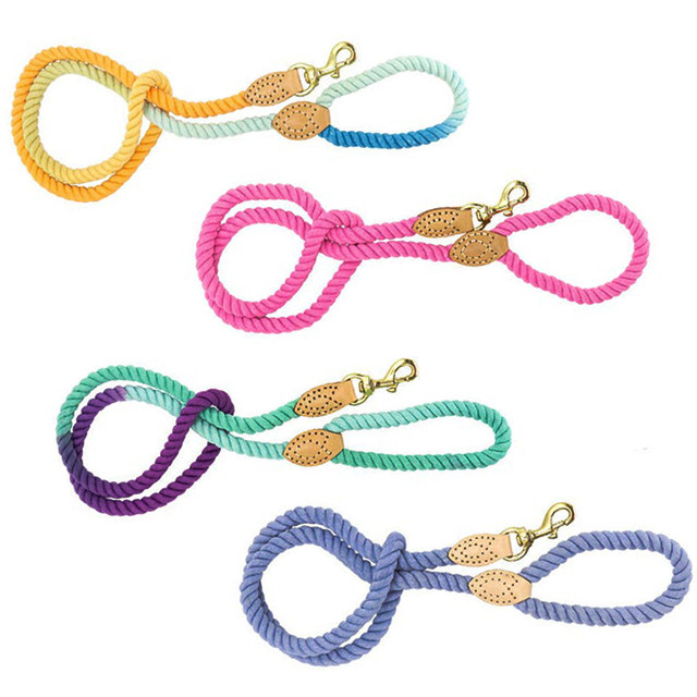 High-quality custom cotton rope dog skin strap, colorful pet training tools, premium leather manufacturer, direct wholesale best
