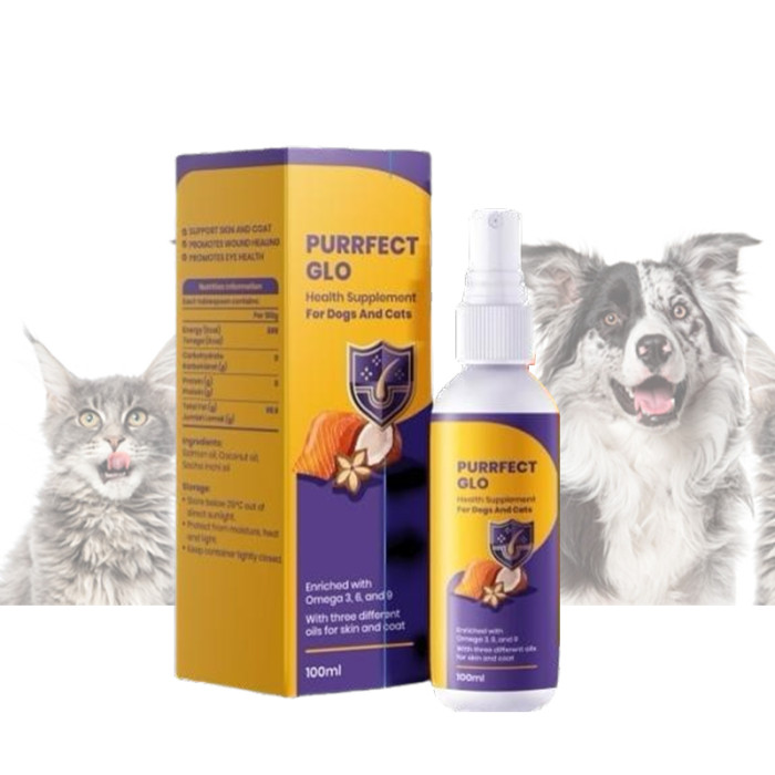 Private label OEM pet seasonal shedding solution Purrfect Glo enhances cats' skin and coat supplements