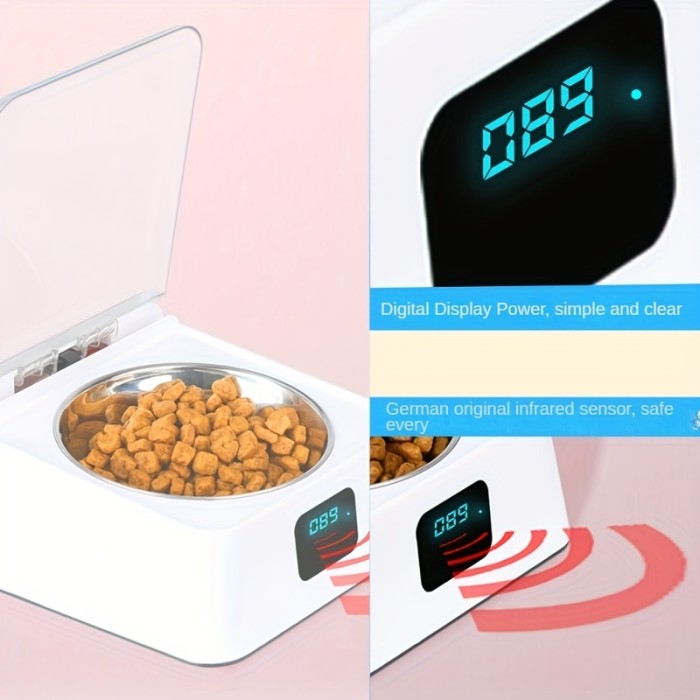 Programmable infrared sensor automatic lid opening portable travel car dog food dispenser