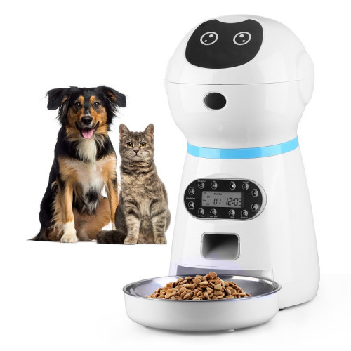 Portion control for 1-4 meals per day & 10s tape recorder timed cat feeder, an automatic cat feeder for cats and dogs