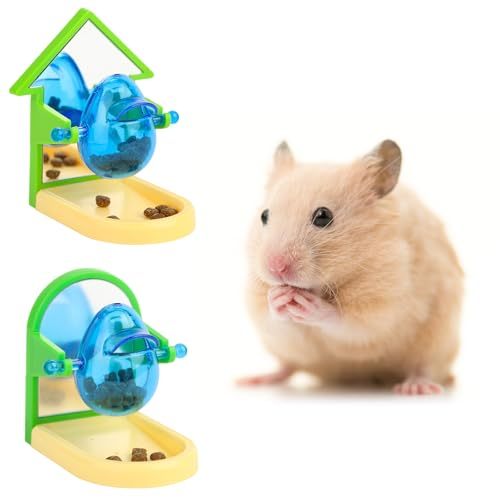 2PCS Rat Foraging Toy, Hamster Rat Enrichment Toys,Parakeet Slow Feeder for Cage with Mirror,Intelligence Growth Cage Toys,Puzzle Treat Dispensing for Parrot Conure Cockatiel
