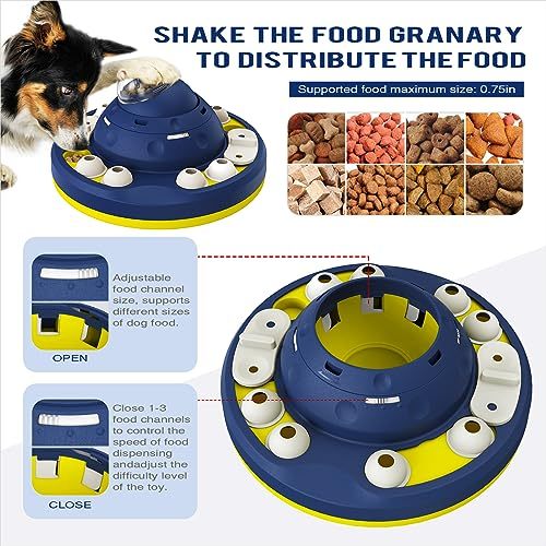 KADTC Dog Wobble Puzzle Toy Puppy Cognitive Toys Advanced Level 2 in 1 Adjustable Food Channel Design Mental Brain Stimulation Game Slow Puzzles Feeder Enrichment for Smart Small/Medium/Large Dogs