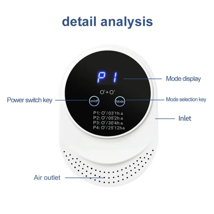 Air ozone generator, smart air purifier for pet houses, deodorizing agent, cat litter room, cat products with touch screen0