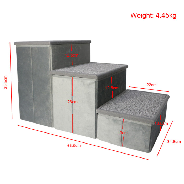 The latest pet products: handcrafted anti-slip, lightweight, stable, folding dog staircase, 3-step dog staircase for small dogs