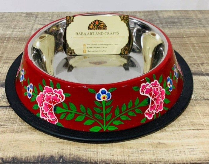 Stainless steel pet bowl, hand-painted pet bowl for dog feeding