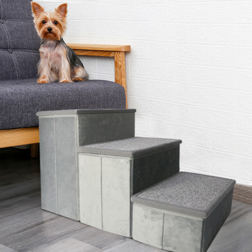 The latest pet products: handcrafted anti-slip, lightweight, stable, folding dog staircase, 3-step dog staircase for small dogs
