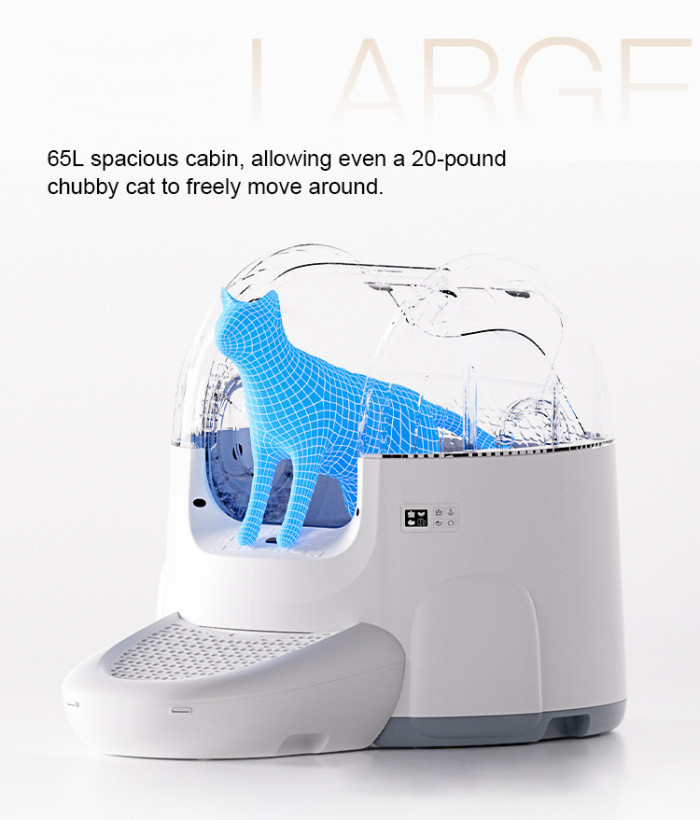 Automatic pet litter box, electronic self-cleaning semi-enclosed pet tray, pet toilet, intelligent APP control
