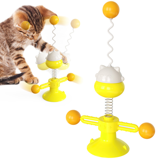 New best-selling online cat toys from pet supplies factory wholesale company, spring cat turntable balls and funny cat sticks