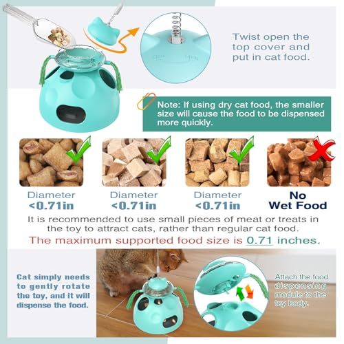 Interactive Cat Toys for Indoor Cats 4 in 1 Intelligence Kitten Wand Dancer Maze Toy Slow Food Treat Dispenser Feeder Entertainment Mental Stimulation Pet Supplies Birthday Gift