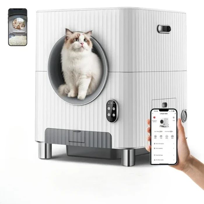 The 2025 new automatic cat litter box is detachable and has a 68L smart self-cleaning App to control the cat toilet