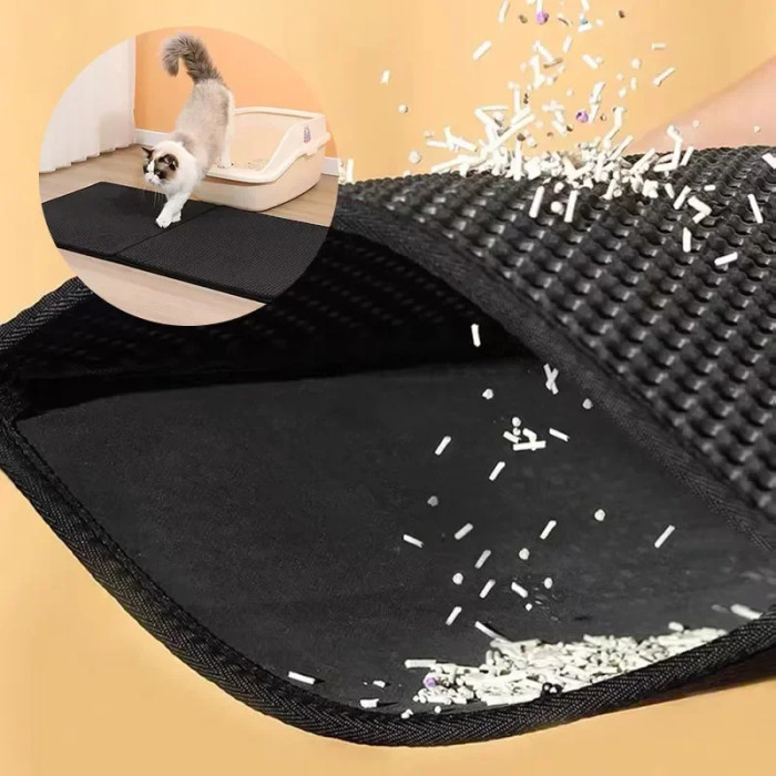 Waterproof pet cat litter pad, double-layer pet cat litter box pad, anti-slip sand cat pad, washable mattress cleaning pad product