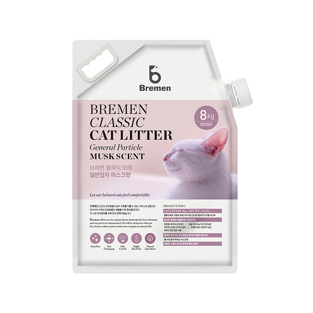 The 8-kilogram classic Bremen cat litter from South Korea is a high-quality and best-selling product in South Korea