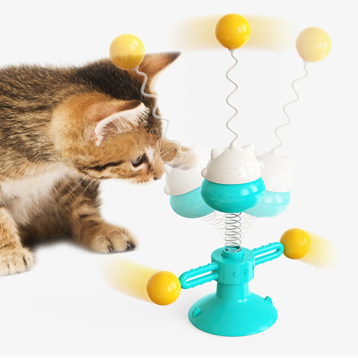 New best-selling online cat toys from pet supplies factory wholesale company, spring cat turntable balls and funny cat sticks