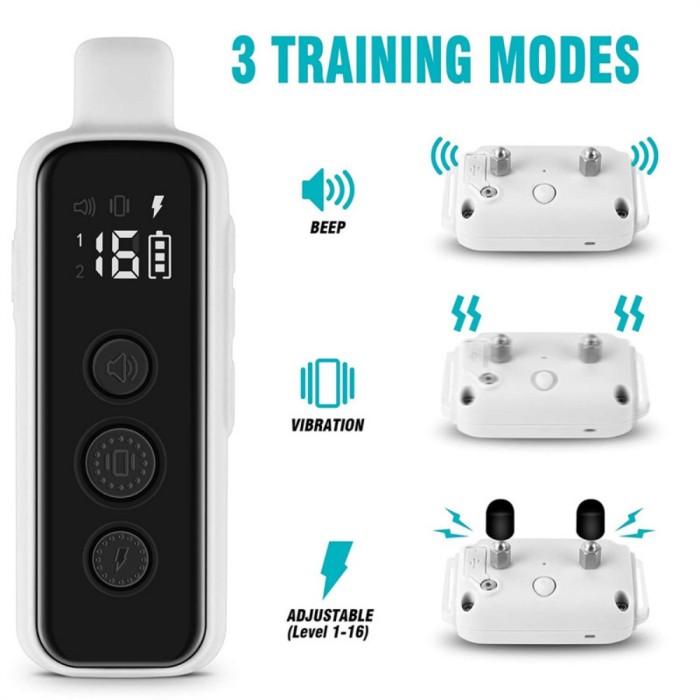 Patpet adjustable smart dog Trainer 3-mode 2000-foot control barking shock dog training collar with remote Ipx7 water resistance