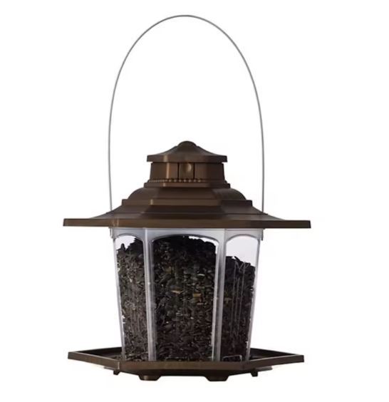 Wooden hanging bird feeder, glass brown natural finish, suitable for garden bird feeders and bulk bird seed best-selling products
