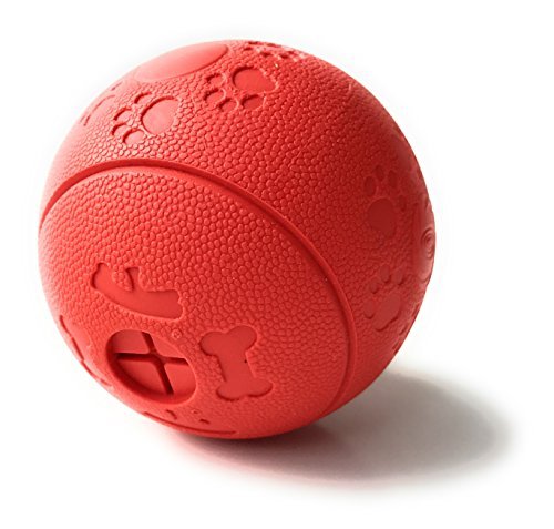 Interactive Treat Dispensing Toy Ball Puzzle for Dogs, Puppies - Intelligence and IQ Training to Reduce Separation Anxiety and Keep Pet Active While Away Red