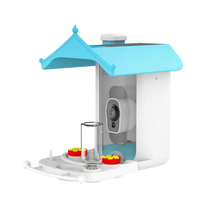 Intelligent artificial intelligence solar-powered environmentally friendly bird feeder, waterproof pet bird feeder, outdoor artificial intelligence recognition automatic pet bird feeder