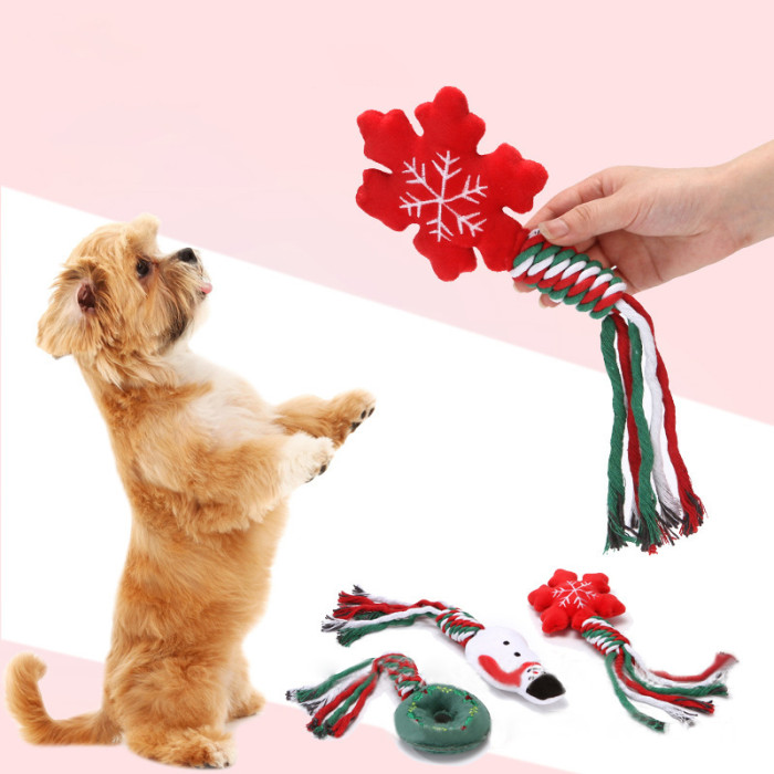 Christmas gifts: plush pet chewing toys, teeth cleaning, molar bite training, interactive, unbreakable dog toys, cute cat play toys