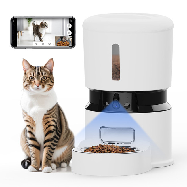 Hot-selling 5G WiFi application automatic cat feeder with camera, smart cat food dispenser with preservation timer, pet feeder OEM
