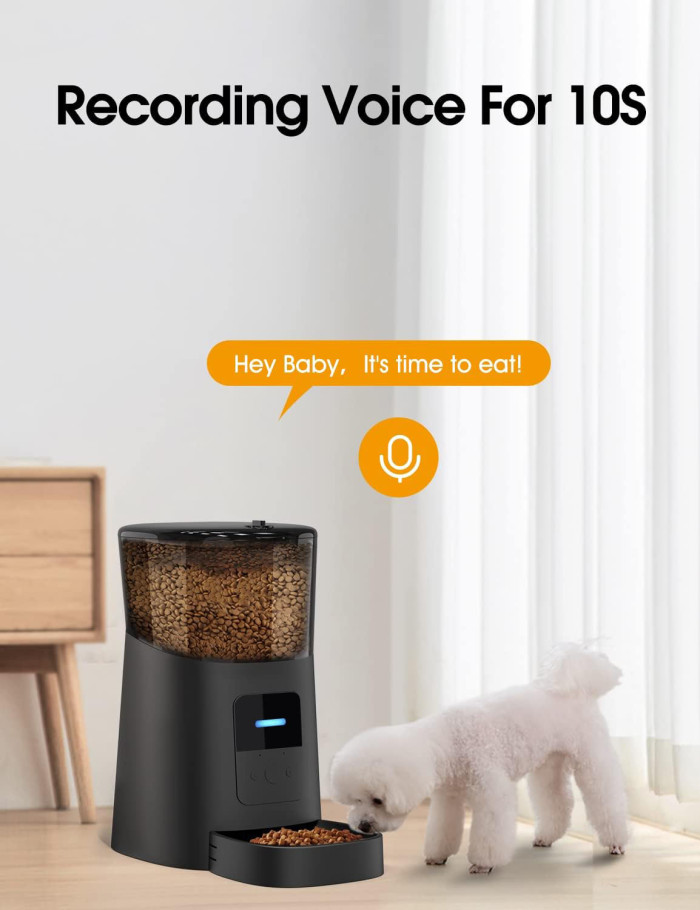 Pet supplies: 6L automatic cat feeder, WiFi automatic dog feeder, cat food dispenser, with low food sensor and tape recorder