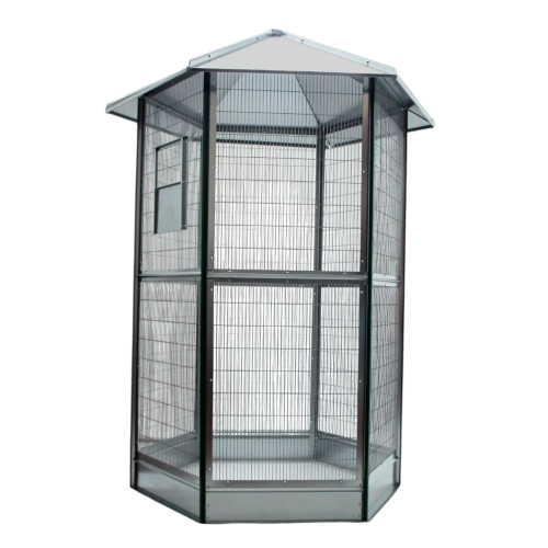 Gycpet galvanized hexagonal aviary, easy to assemble with large grid doors for homes and parks/gardens